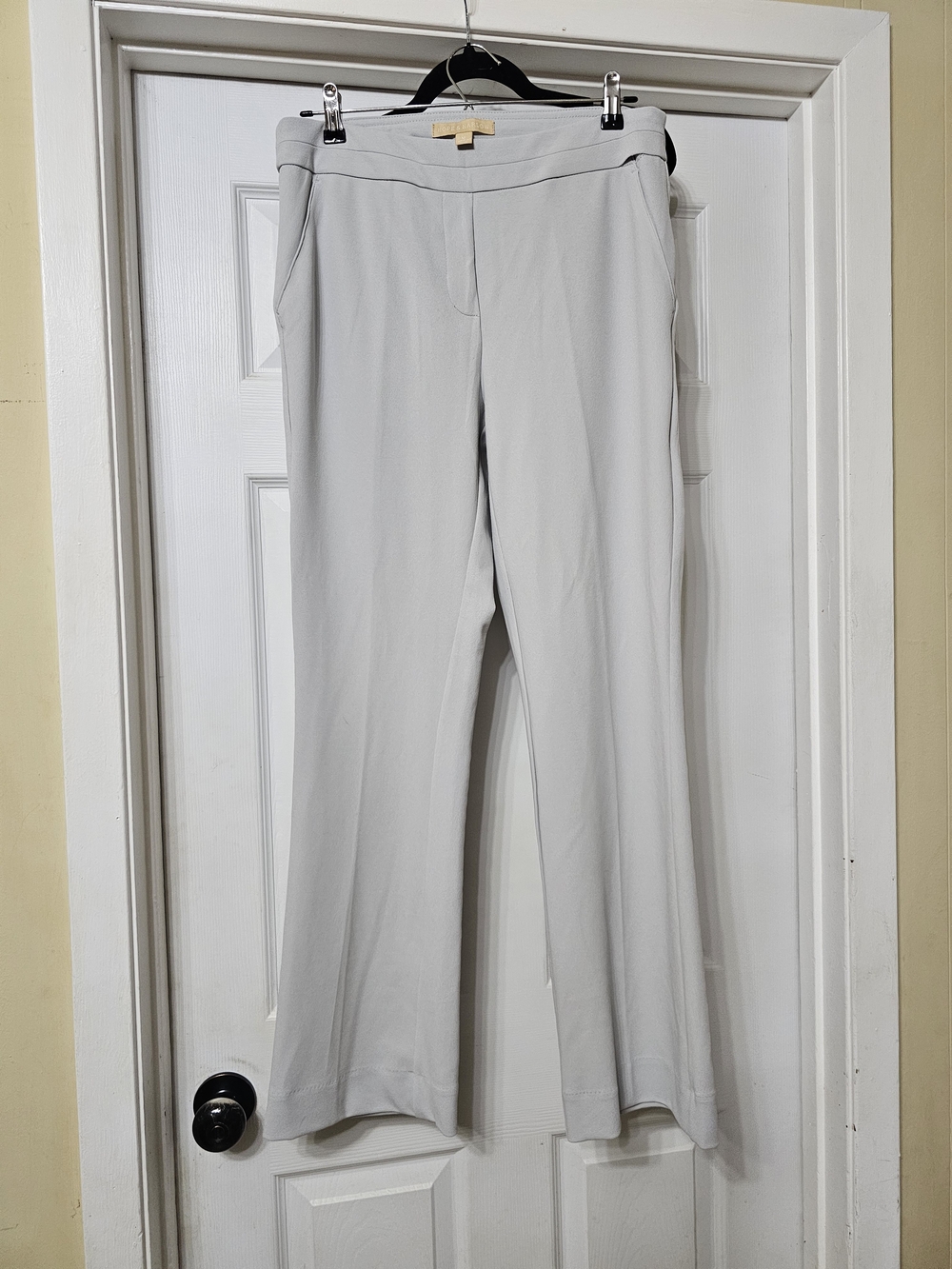 Women's Light Gray Stretch Wide-Leg Pants